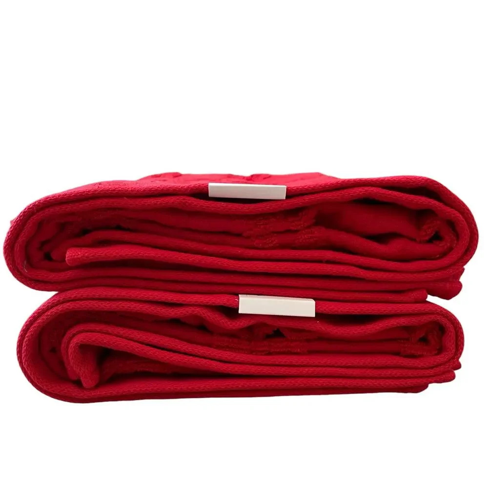 Bella Lux Christmas BOWS Bath Towel Set of 2 Chic Holiday Red Bathroom Decor New
